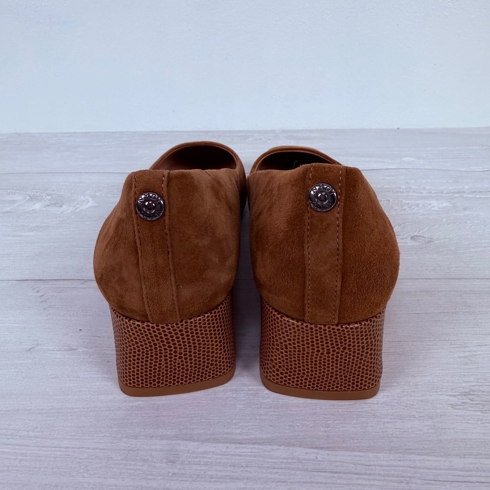 NYDJ Teddie Suede Block Heel Pumps Women 7.5 Brown Leather Square Toe Minimalist - Picture 7 of 14